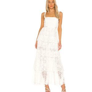 NWT Revolve NBD Love My Way Gown White Tier Lace